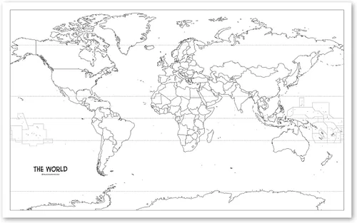 Vista 7 de Paquete de 2 pósteres de contorno en blanco de mapa de Estados Unidos y del mundo, laminados, 18 x 29 pulgadas, marcadores de borrado húmedo
