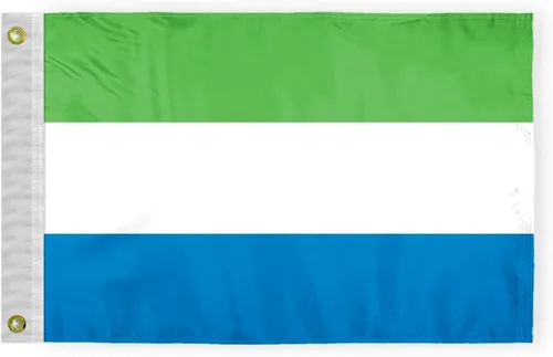 Vista 13 de AGAS - Bandera para automóvil de Sierra Leona de 10.5 x 15 pulgadas, impresa de doble cara en tela de poliéster súper punto, doble costura, plástico
