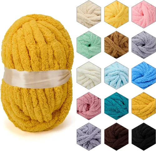 Vista 20 de ERLYEEN Hilo de Chenilla Grueso Súper Voluminoso Suave Espeso Esponjoso Jumbo Gigante Lavable Hilo Grande de Poliéster DIY para Manta de Tejido a