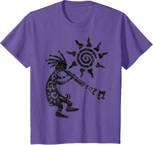 Vista 48 de Native American Kokopelli Musican With Flute 2 - Camiseta divertida para fanáticos, Blanco, S