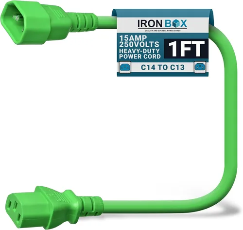 Vista 28 de IronBox Electric - Cable de Alimentación C14 a C13 de Servicio Pesado, 15A, 250V, Cable de Extensión para Computadora 14/3 AWG - Cables