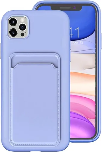 Vista 2 de Funda protectora de silicona líquida para iPhone 11, funda protectora suave y delgada con funda para tarjetero, funda con bolsillo para tarjetas