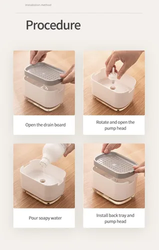 Vista 7 de Dispensador de jabón para platos, sensor de mano de plástico inteligente, dispensador de jabón 2 en 1, dispensador de jabón para cocina, dispensador