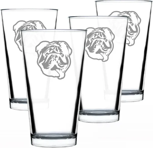 Vista 8 de Bulldog inglés personalizado, regalos de vidrio de pinta para hombres y mujeres que beben cerveza, decoración única y divertida de Bulldogs - Gafas