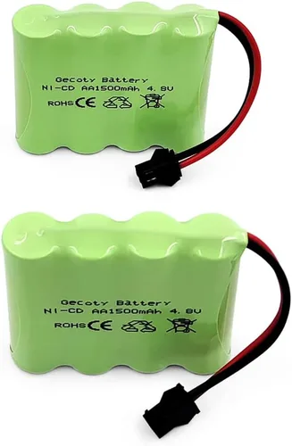 Vista 3 de Batería RC de 4.8 V, paquete de 2 baterías recargables de Ni-Cd de 1500 mAh de 4 celdas AA con enchufe SM 2P para auto a control remoto, camión