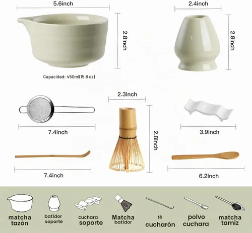Vista 2 de YOLIFE Juego de batidor de matcha, kit de 7 piezas para ceremonia de té Verde Matcha