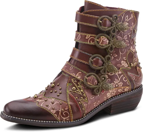 Vista 12 de Spring Step L'Artiste Rodeha - Botines para mujer con cierre de cremallera - Botas para mujer con silueta de punta puntiaguda estilo occidental Negro