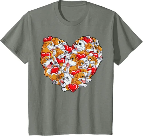 Vista 66 de Camiseta inglesa para el día de San Valentín con diseño de corazón y perro amante de los niños Negro