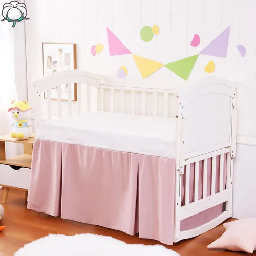 Vista 9 de Falda de Cuna con Volante de Polvo 100% Algodón - Natural, Suave, Transpirable para la Piel Delicada del Bebé, Falda de Cuna para Niños y Niñas, Se