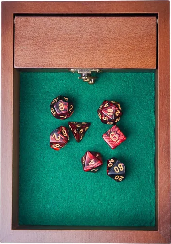 Vista 9 de Bandeja rodante de madera para dados D&D con bóveda de almacenamiento de dados Pestillo de metal asegura la tapa para viajes Regalo perfecto