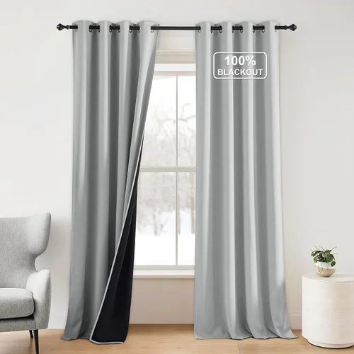 Vista 72 de NICETOWN Cortinas 100% Opacas Cortas de 36 Pulgadas de Largo para Dormitorio, Privacidad Aislamiento Térmico con Ojales Cortinas de Ventana