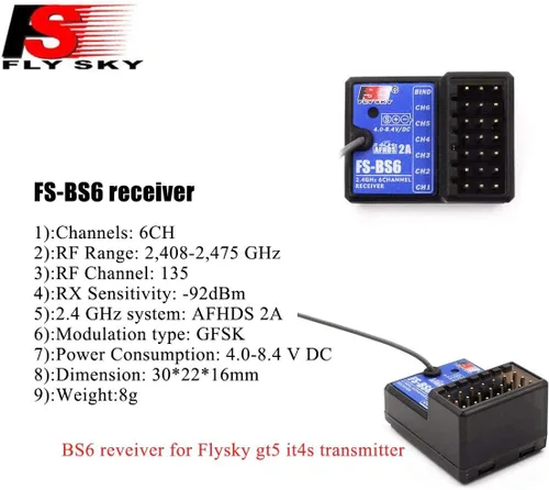 Vista 4 de Flysky Fs-Bs6 6Ch Receptor a prueba de fallas para Fs-Gt5 Fs-It4s Fs-I6s Fs-I6 Fs-I6x Transmisor RC Car Boat