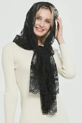 Vista 38 de Bufanda de encaje floral vintage de pestañas capilla velo mantilla infinito latino masa S04