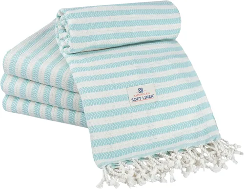 Vista 20 de American Soft Linen Toallas de playa peshtemal turcas 100% algodón, tamaño 35 x 60 pulgadas, paquete de 4 toallas de natación para toallas de playa