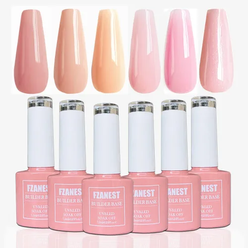 Vista 11 de FZANEST Gel constructor de base de goma para uñas, esmalte de gel de color transparente, capa base de goma elástica para extensión de engrosamiento