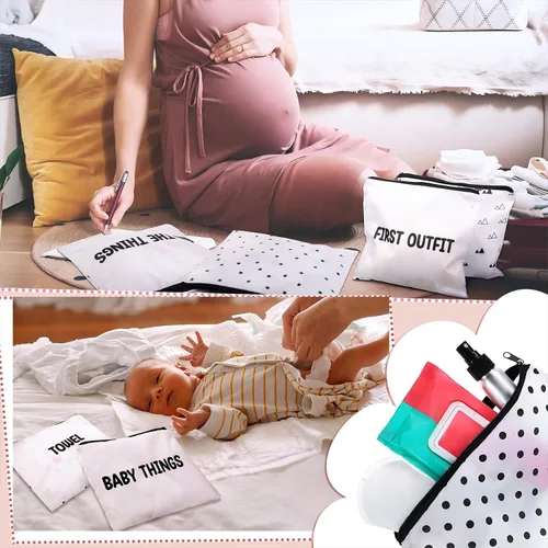 Vista 7 de Paquete de 8 bolsas de hospital para trabajo de parto y parto, bolsas organizadoras de viaje, bolsa de maternidad de 8 tipos, bolsa de hospital