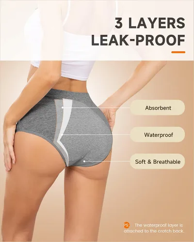 Vista 4 de PULIOU Ropa interior para mujer, paquete de 3, ropa interior elástica de algodón de cintura alta para mujer hipster posparto