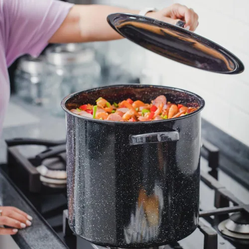 Vista 4 de Granite Ware 15.5-Quart Stockpot, Large Capacity for Soups, Stews, Pasta - Durable Graniteware with Non-Stick Surface for Easy Cleaning