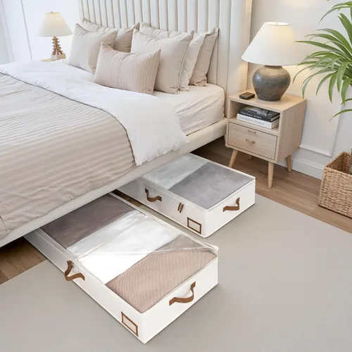 Vista 5 de StorageWorks Contenedores de almacenamiento debajo de la cama con contenedores de tela ultra gruesa debajo de la cama, organizador de armario