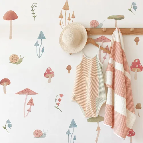 Vista 14 de funlife 72 PIEZAS Adhesivos de pared de flores de acuarela, para pegar y quitar, decoración de pared para dormitorio de niñas, flores boho