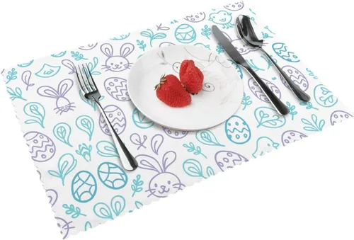 Vista 13 de Rectangular Placemats Set of 4, Heat Resistant Orange Printed Kitchen Dining Table Mats