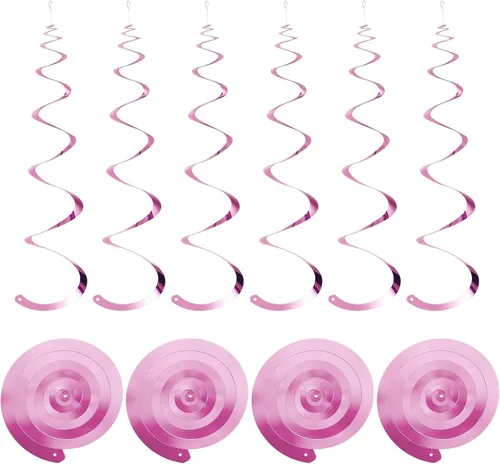 Vista 11 de MECCANIXITY 18 remolinos colgantes de fiesta negros de una sola tira para colgar decoraciones de 27.6 pulgadas, serpentinas colgantes de plástico