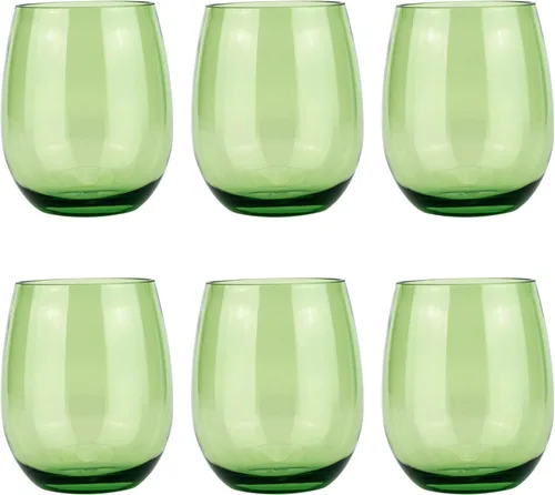 Vista 5 de KX-WARE Vasos de vino acrílicos irrompibles de 18 onzas sin tallo, vasos de plástico multiusos, juego de 6 unidades, color azul, apto