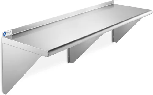 Vista 8 de GRIDMANN Estante de montaje en pared de acero inoxidable de 18 x 24 pulgadas con protector contra salpicaduras, grado comercial, estantería