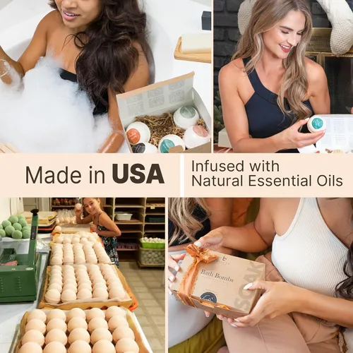 Vista 2 de Bombas de baño: Colección de aromaterapia, juego e individuales Regalos relajantes de spa para mujeres y hombres