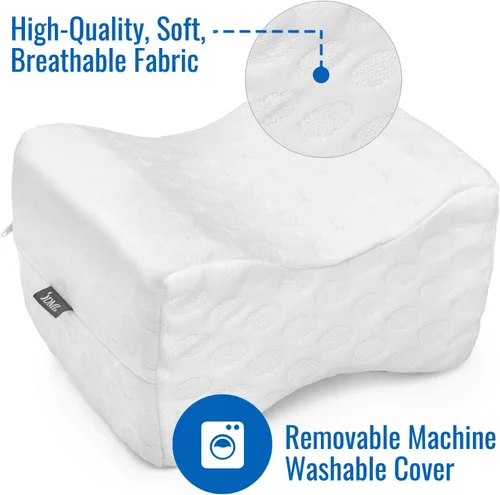 Vista 5 de Almohada de rodilla DMI, cuña para ciática, embarazo, dolor de espalda, pierna o cadera hecha de espuma de memoria con funda lavable, 8 x 10 x 6”/20