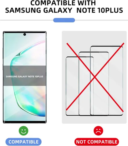 Vista 2 de Paquete de 3 protectores de pantalla de vidrio templado aplicables para Samsung Galaxy Note 10plus de 6.8 pulgadas, compatible con identificación