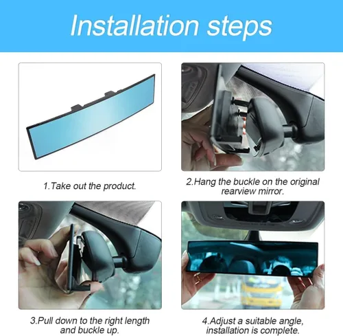 Vista 5 de XINLIYA Espejo retrovisor para automóvil, panorámico gran angular de 12 pulgadas, antirreflejo, espejo retrovisor automático con clip, superficie