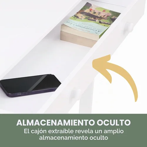 Vista 6 de Convenience Concepts - Mesa auxiliar con 1 cajón, color blanco, colección Oxford