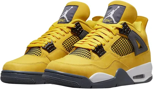 Vista 3 de Tenis de baloncesto para hombre Jordan 4 Retro Lighting Yellow, amarillo relámpago