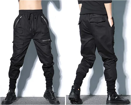Vista 4 de MOKEWEN Pantalones deportivos tipo harén tipo cargo para hombre
