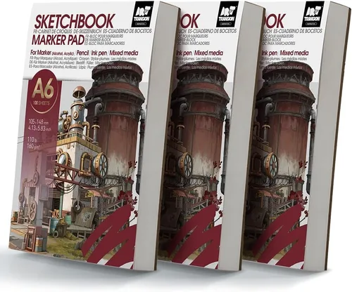 Vista 14 de TRANSON Paquete de 2 mini cuadernos de bocetos A6, papel de arte pesado de 80 libras/4.23 oz/m², no se traspasa, 100 hojas/200 páginas de 4.13 x