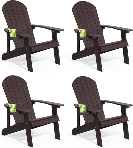 Vista 18 de Silla Adirondack, sillas de plástico resistentes a todo tipo de clima, con soporte para tazas, 5 pasos fáciles de instalar, sillas de exterior