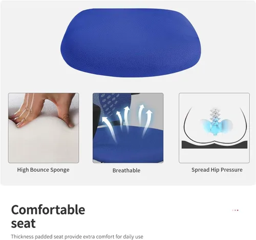 Vista 5 de Meet Perfect Silla de oficina con respaldo medio de malla con soporte lumbar ergonómico y reposabrazos, silla de computadora ajustable, silla