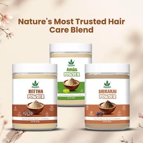 Vista 2 de Havintha Amla Reetha Shikakai - Polvo para el cabello, cada 8.82 oz (paquete de 3)
