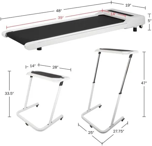 Vista 7 de Walking Pad and Standing Desk Set – Portable Under-Desk Treadmill with Rolling Adjustable Height Table by RAD Sportz Blanco