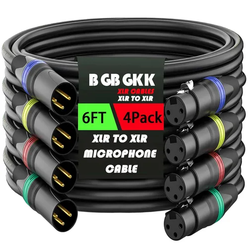 Vista 12 de XLR Cables - Cable de micrófono XLR profesional de 3 pines X L R de 3 pines chapado en oro, cable de micrófono equilibrado, multicolor