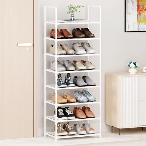 Vista 8 de Zapatero alto de 8 niveles para armario, entrada, estante de zapatos ajustable, resistente y duradero, organizador de zapatos estrecho