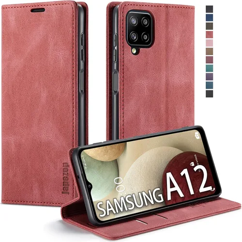 Vista 42 de Funda tipo cartera para Samsung Galaxy A12 con tarjetero [bloqueo RFID] atril magnético, funda de cuero con tapa para Samsung Galaxy A12 (negro)