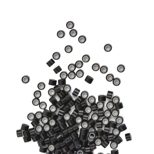 Vista 5 de 200 cuentas de oropel forradas de silicona de 0.157 in para extensiones de cabello (negro)