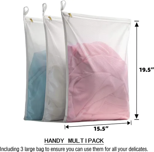 Vista 2 de TENRAI Delicates - Bolsas de lavandería de malla fina para ropa interior, lencería, brasier, pantimedias, calcetines, uso de cremallera YKK, tiene