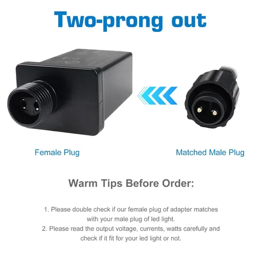 Vista 4 de Fuente de alimentación de 30 V 6 W clase 2, transformador de bajo voltaje LED impermeable de 0.2 A IP44 con enchufe de EE. UU., para luces de cadena