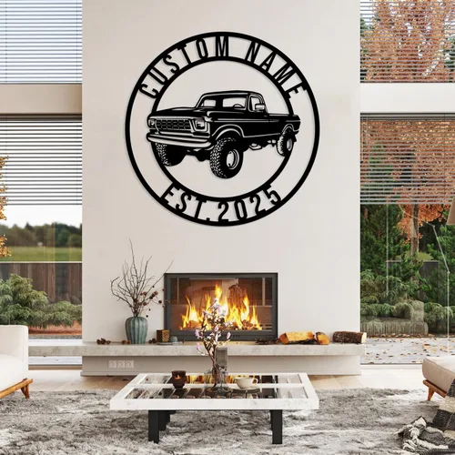 Vista 2 de Letreros metálicos personalizados para automóvil/camión, decoración de pared con nombre personalizado, decoración de garaje, decoración de taller
