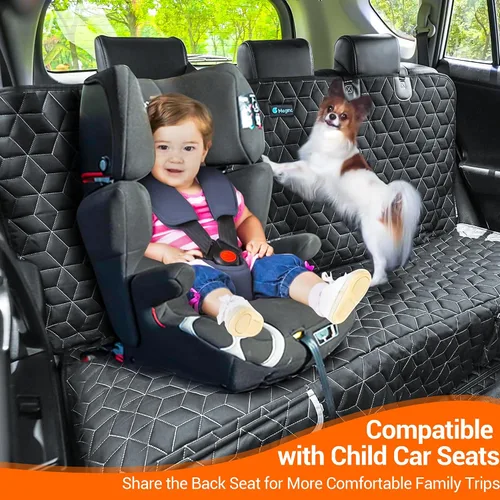 Vista 2 de Meginc - Funda de asiento de automóvil para perro, impermeable, antideslizante, protector de banco para perros, duradera 600D a prueba de arañazos