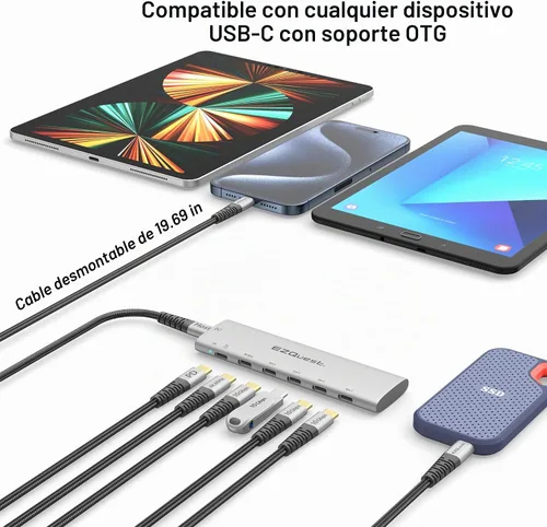 Vista 4 de Adaptador de Hub USB-C Slim Gen 2 6-en-1 1 Video USB-C 4K/60Hz, 4 USB-C Gen 2 10Gbps, y 1 Entrega de Energía USB-C 3.0