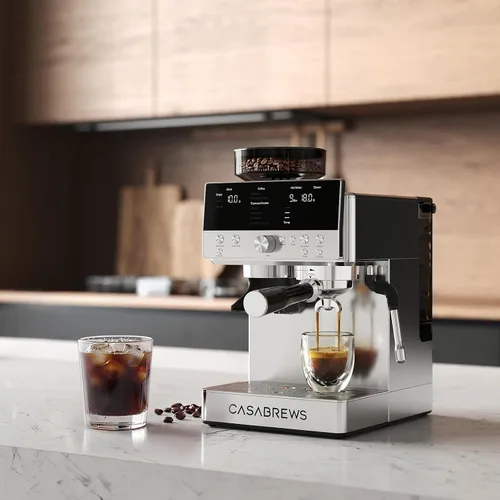 Vista 9 de CASABREWS MARENZA Máquina de café expreso con molinillo integrado y varita